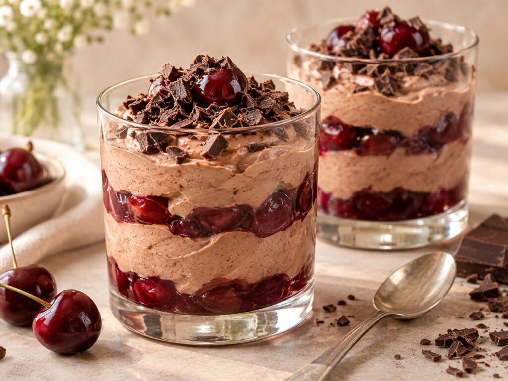 Schoko Kirsch Protein Creme – KI Illustration
