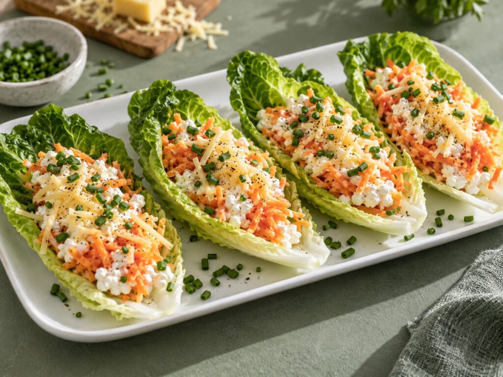 Karotten Käse Salatboote – KI Illustration