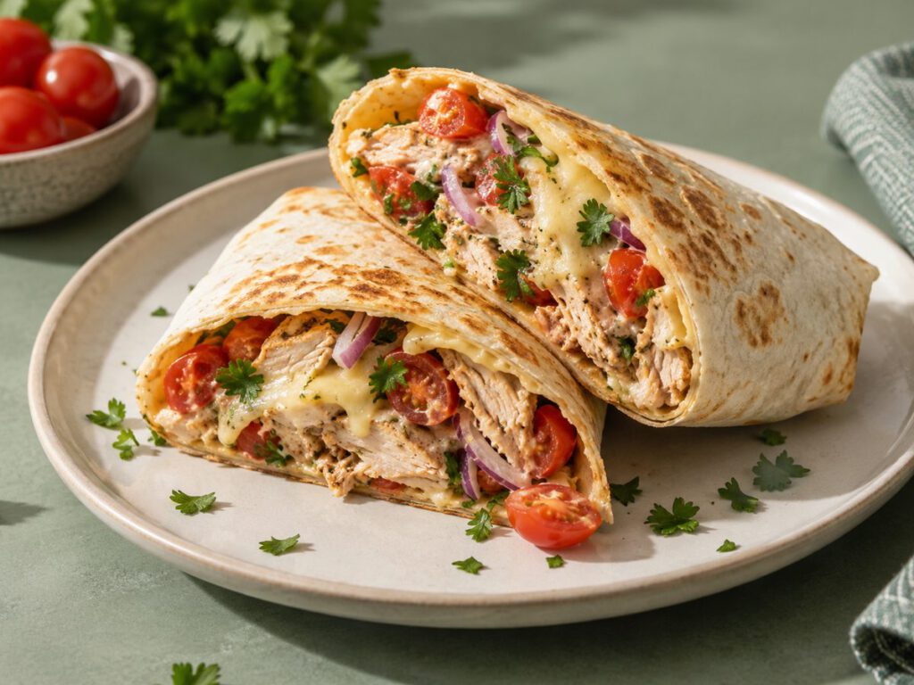 Katjas überbackener Chicken Wrap – KI Illustration