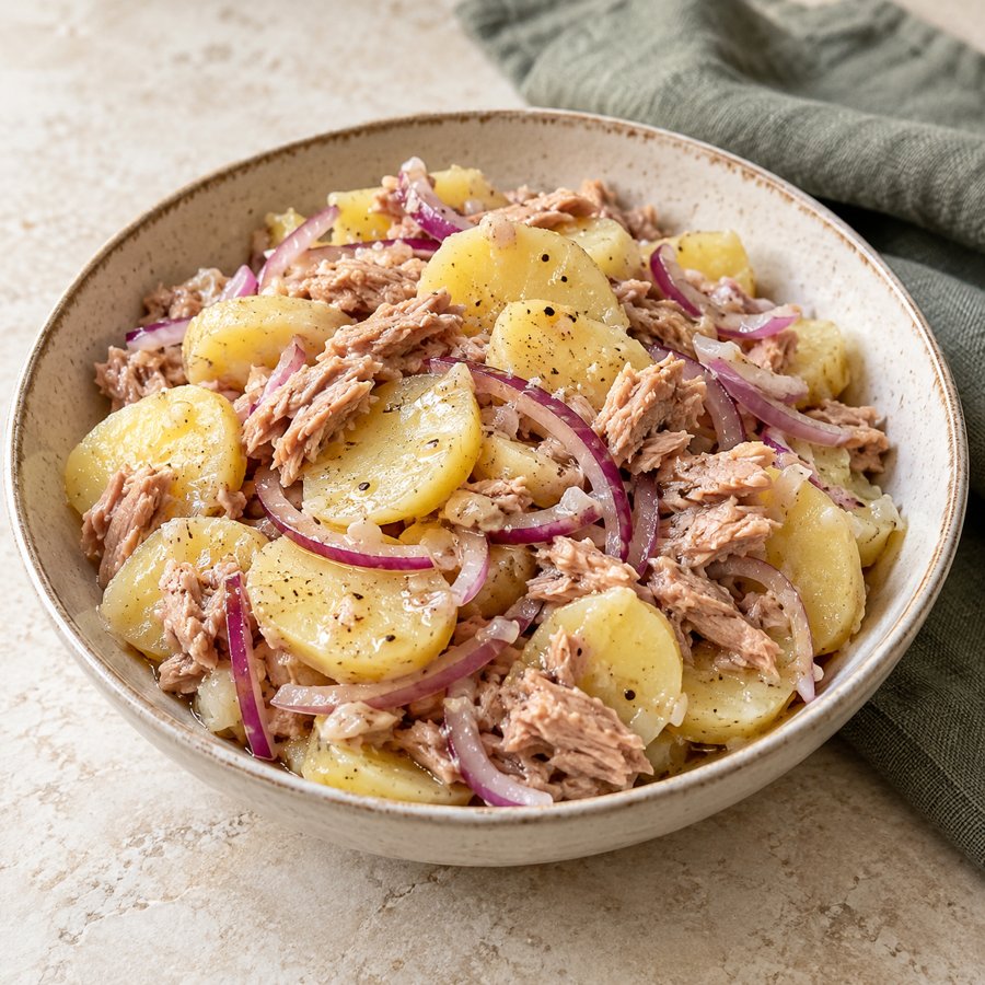 Kartoffelsalat mit Thunfisch – KI Illustration