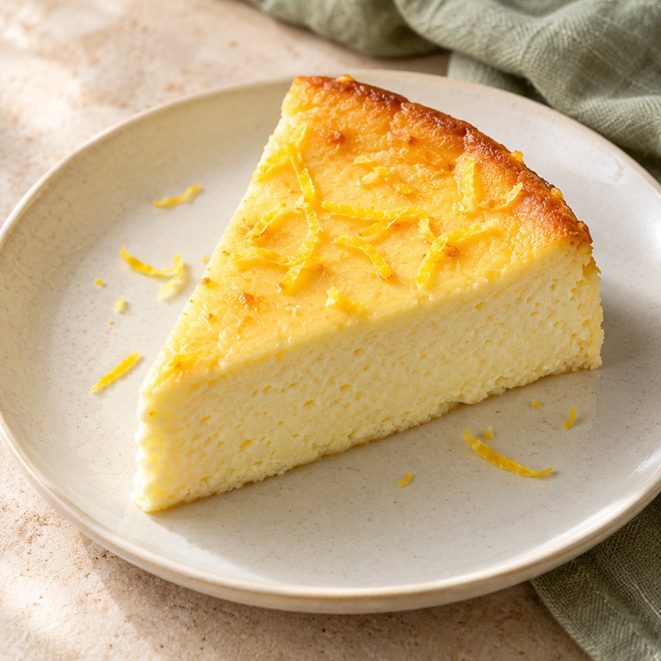 Kleiner Zitronen-Quarkkuchen – KI Illustration