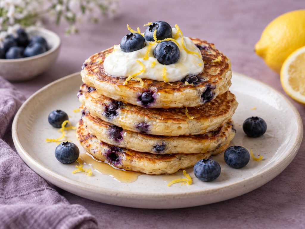 Blaubeer Skyr Pancakes – KI Illustration
